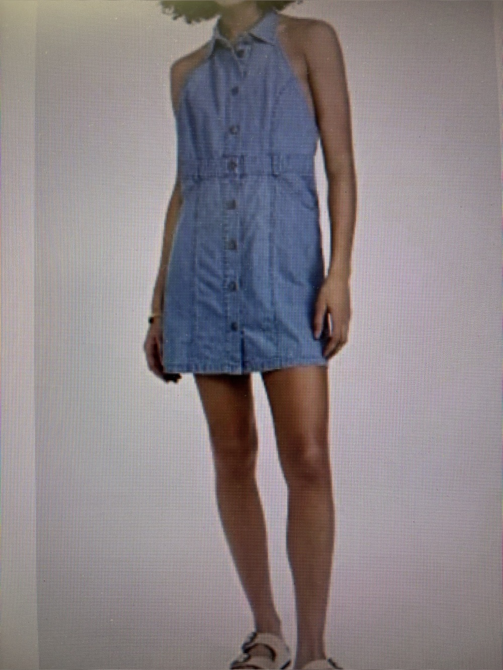 Free People Sami Denim Cotton Halter Mini Dress Backless Women L Country Western - Picture 14 of 15